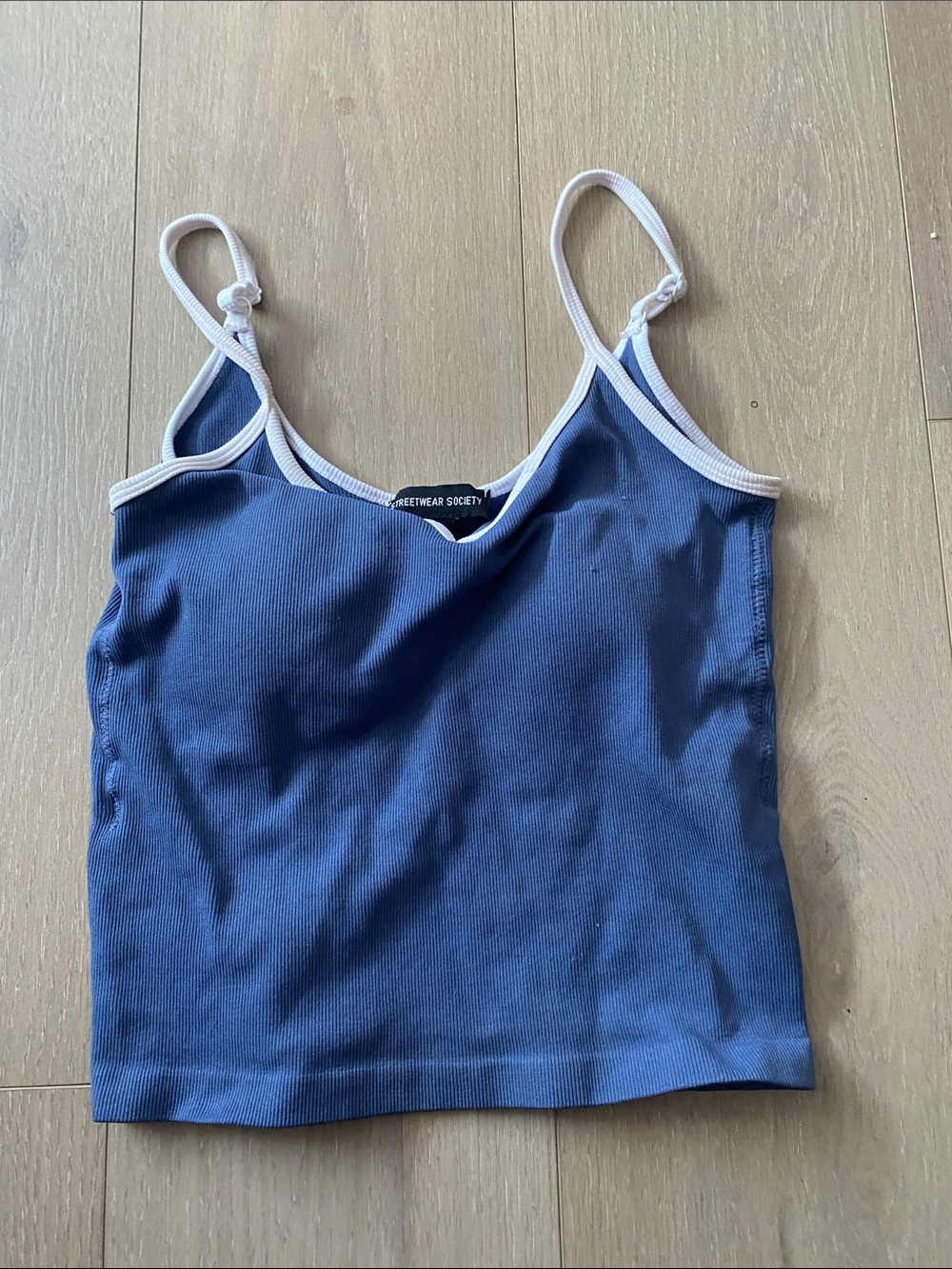 Streetwear Society Navy Ribbed Cami with White Binding